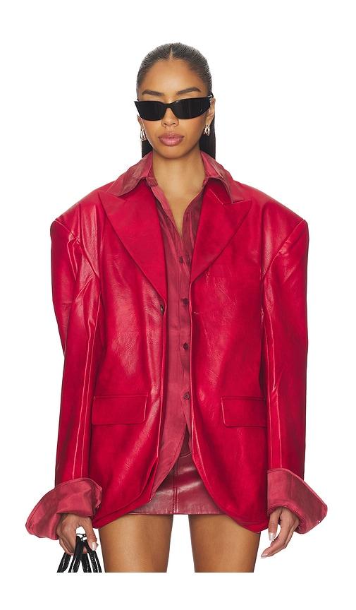 MARRKNULL Faux Two-piece Blazer in Burgundy by MARRKNULL