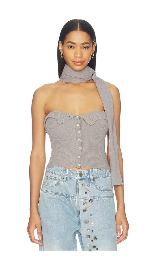 MARRKNULL Halter Neck Knit Bandeau Top in Grey by MARRKNULL