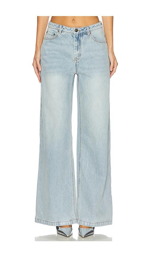 MARRKNULL Hollow Out Wide Leg Jeans in Denim-Light by MARRKNULL