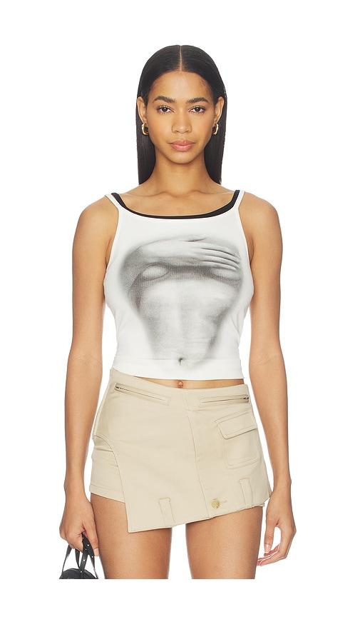 MARRKNULL Printed Camisole in White by MARRKNULL