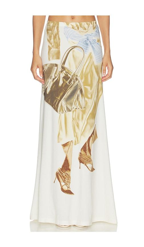 MARRKNULL Printed Skirt in White by MARRKNULL