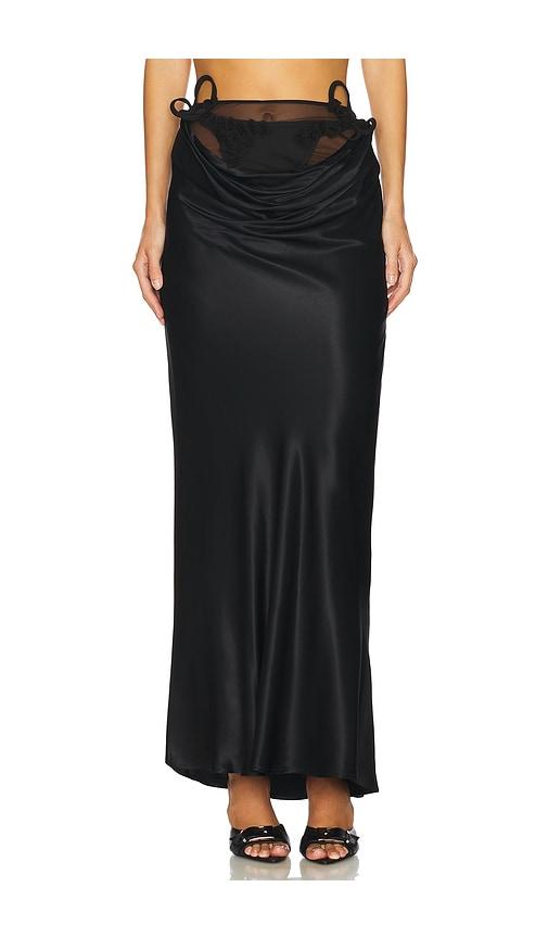 MARRKNULL Vine Flowers Long Skirt in Black by MARRKNULL