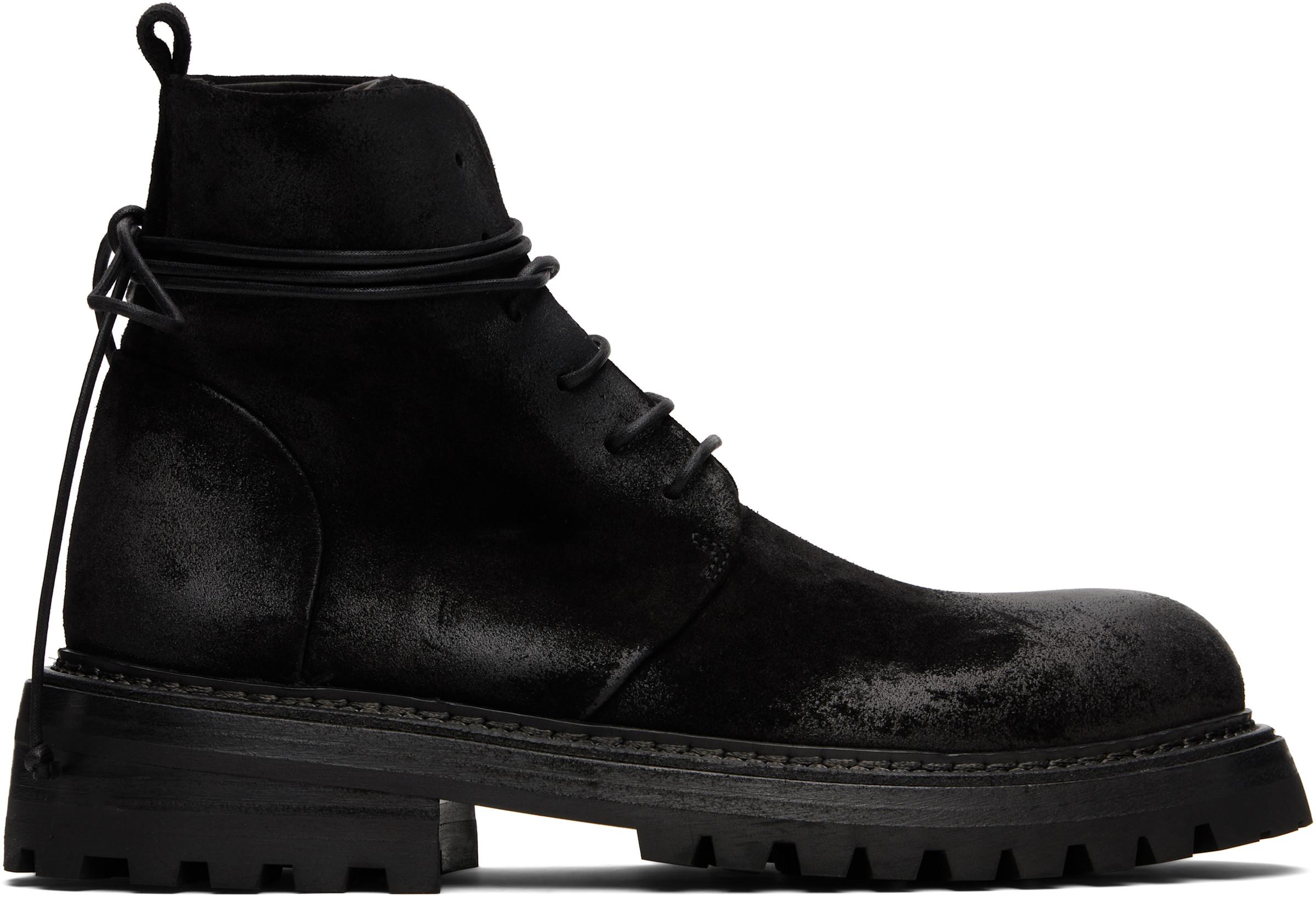Black Carraucola Reversed Leather Boots by MARSELL