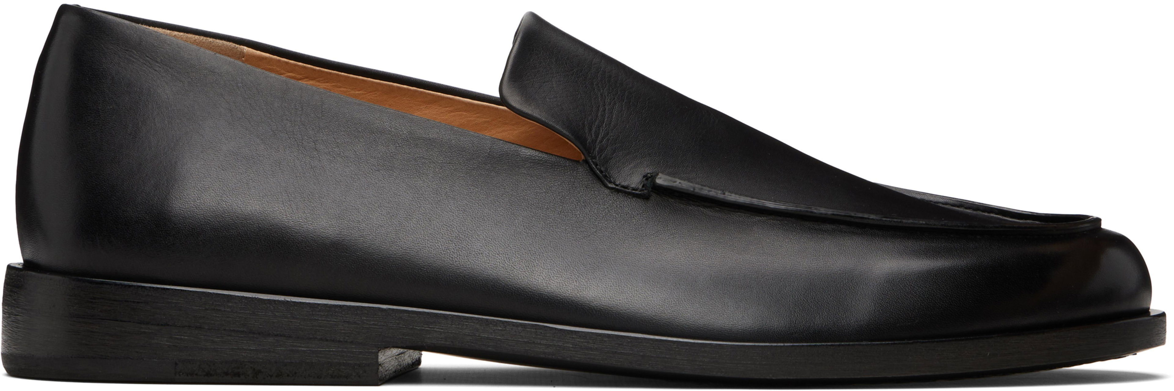 Black Mocasso Leather Loafers by MARSELL