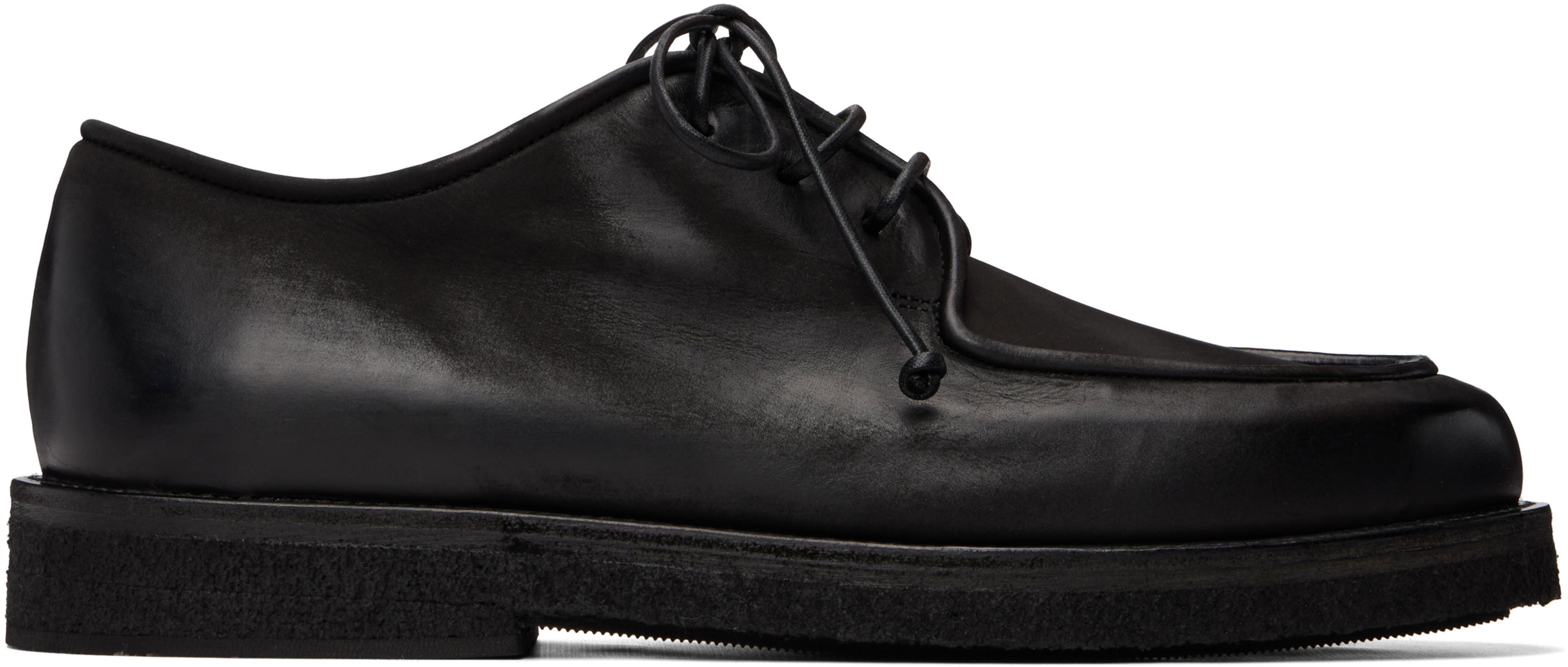 Black Moccar Leather Derbys by MARSELL