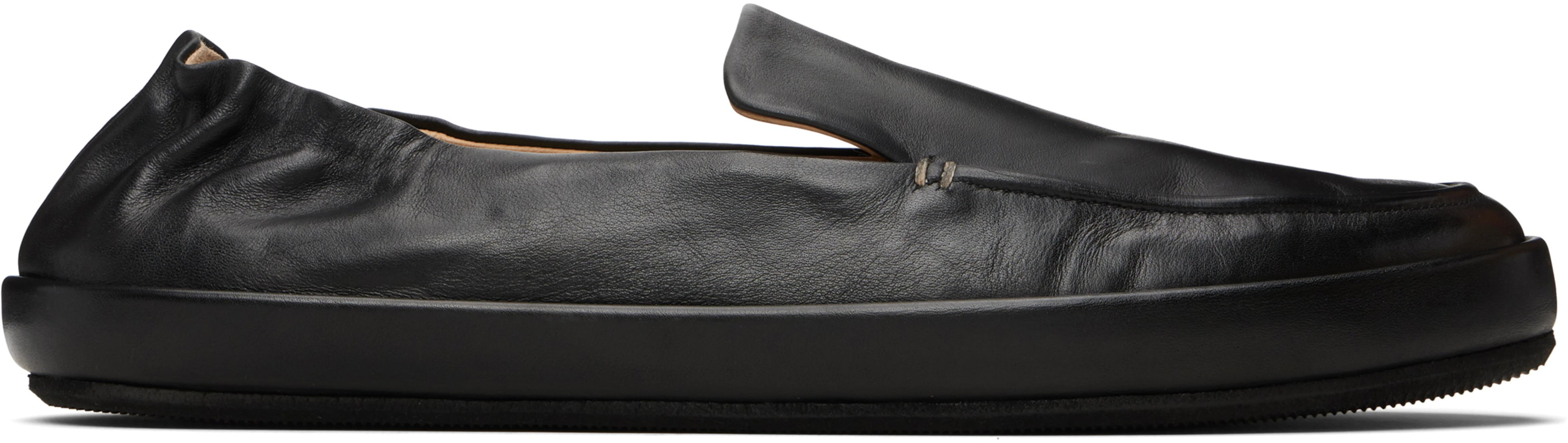 Black Scatopelle Leather Loafers by MARSELL