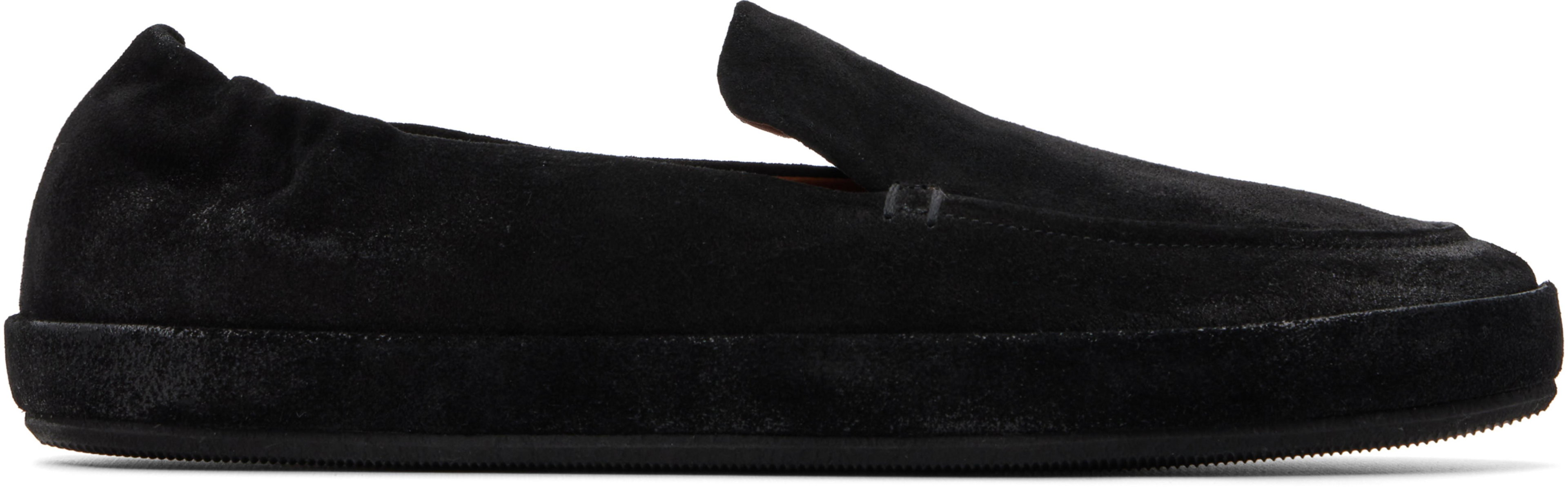 Black Scatopelle Suede Loafers by MARSELL