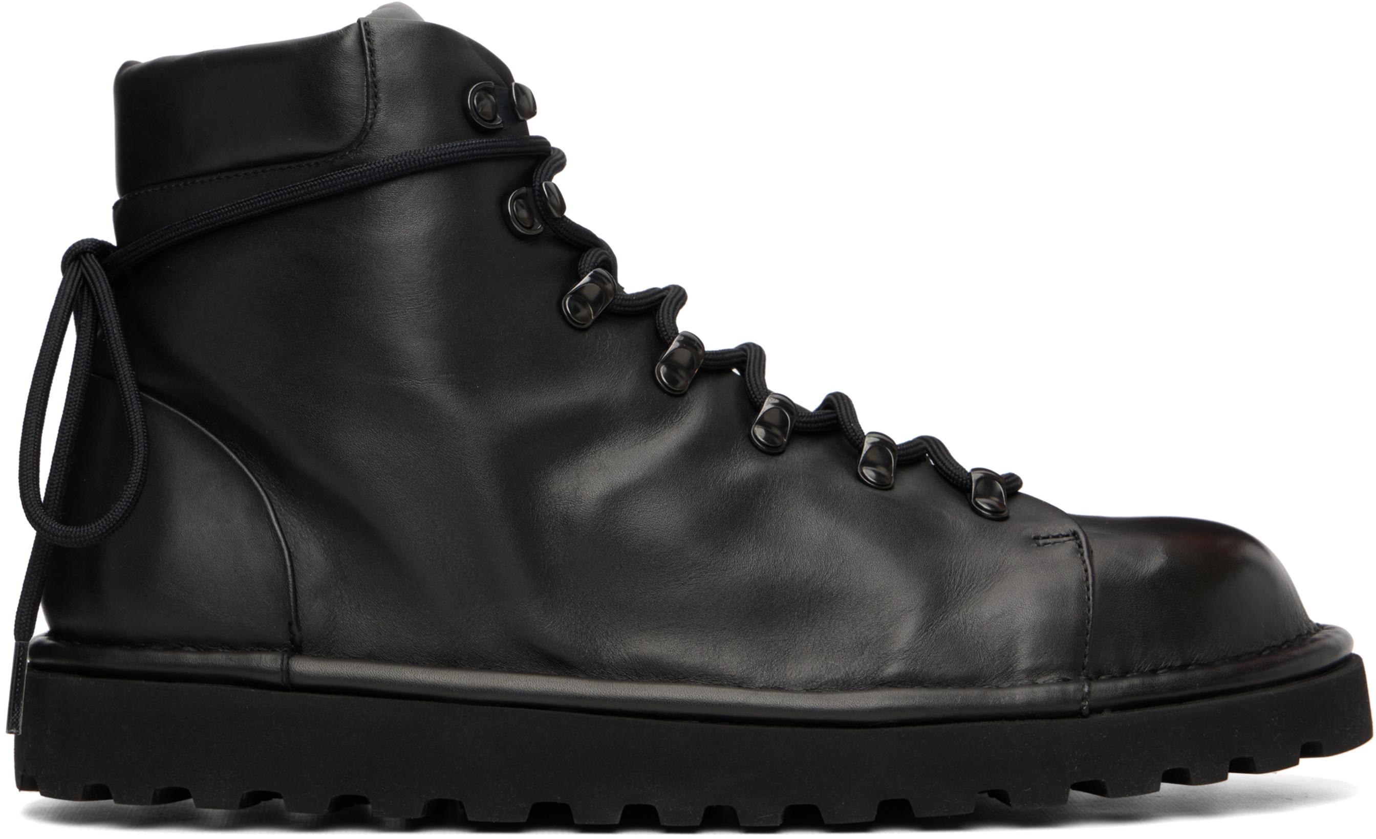 Black Pallottola Crepping Leather Ankle Boots by MARSELL GOMME