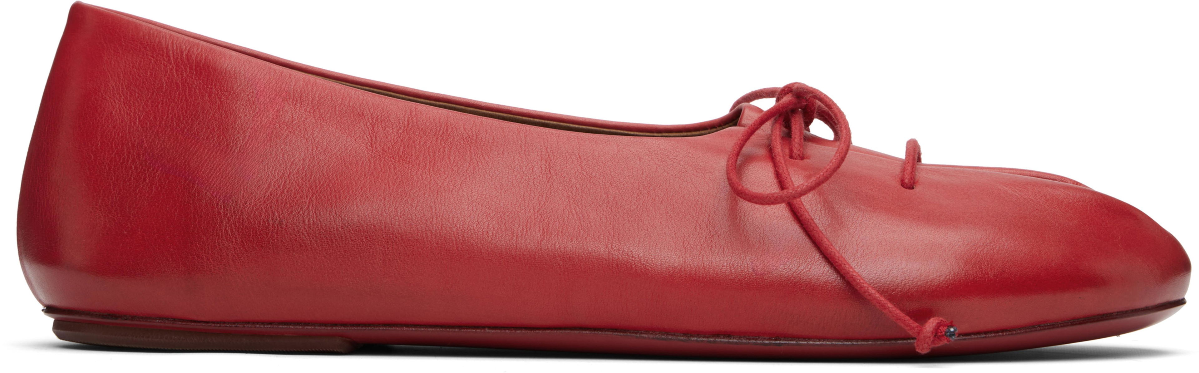 Red Girella Ballerina Flats by MARSELL