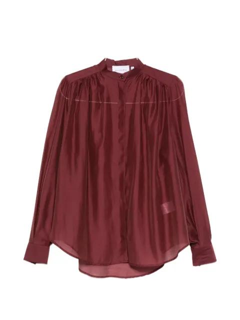 pleated band-collar blouse by MARSEM