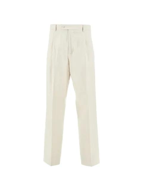 pleated slub-texture trousers by MARSEM