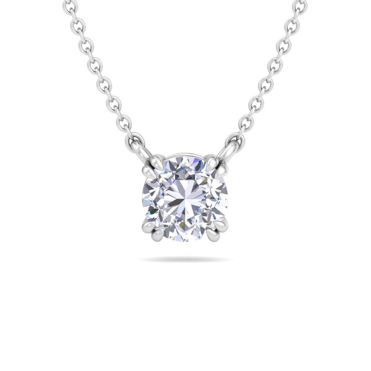 Martha Stewart 1 Carat Round Shape Lab Grown Diamond Solitaire Necklace In Sterling Silver by MARTHA STEWART