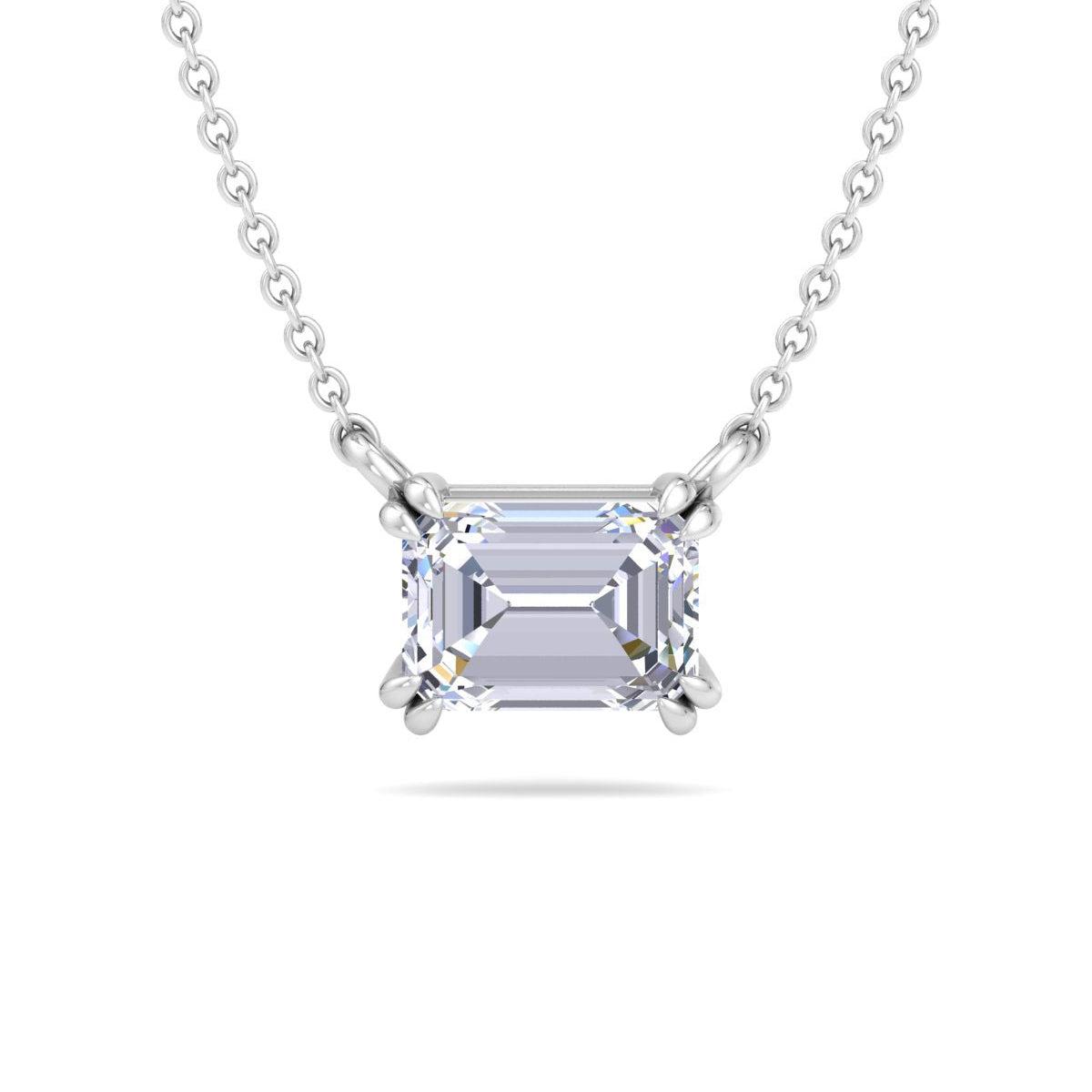 Martha Stewart 2 Carat Emerald Cut Lab Grown Diamond Solitaire Necklace In Sterling Silver by MARTHA STEWART