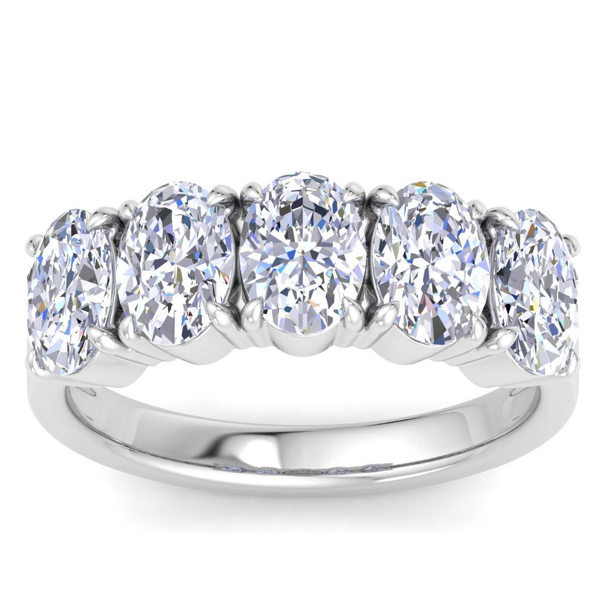 Martha Stewart 3 Carat Oval Shape Lab Grown Diamond Five Stone Engagement Ring In Sterling Silver by MARTHA STEWART