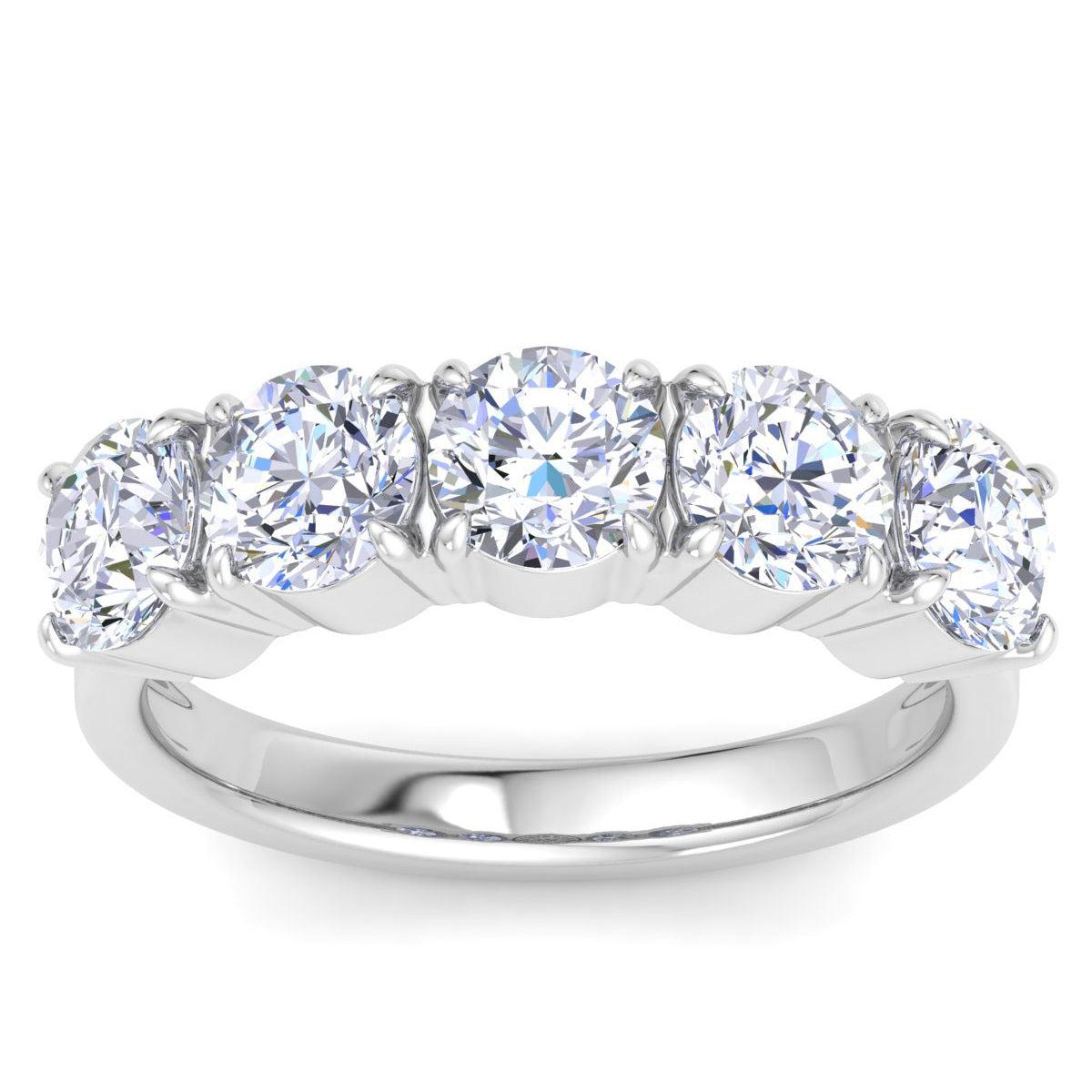 Martha Stewart 3 Carat Round Lab Grown Diamond Five Stone Engagement Ring In Sterling Silver by MARTHA STEWART