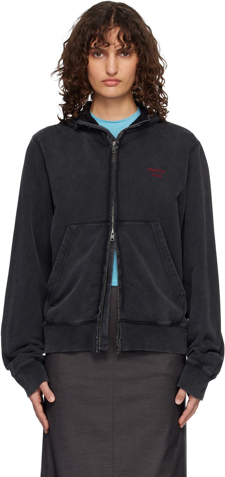 Black Zip Crew Hoodie by MARTINE ROSE