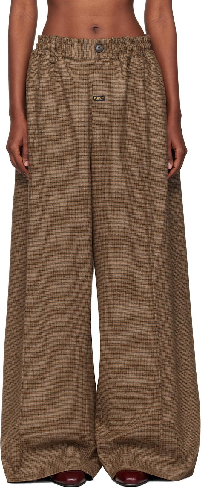 Brown Extreme Wide Leg Tailored Trousers by MARTINE ROSE Brown Extreme Wide Leg Tailored Trousers by MARTINE ROSE