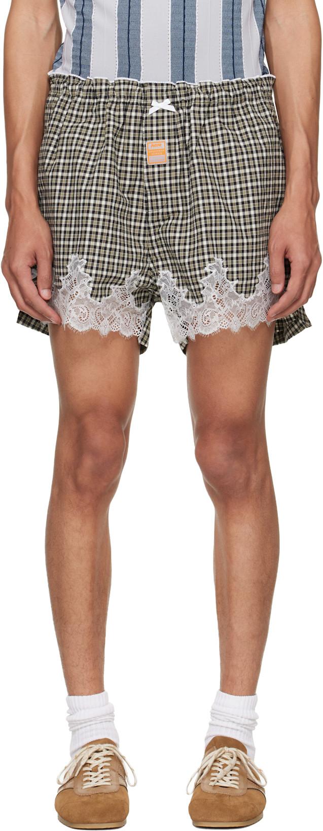 Khaki & Black French Knicker Shorts by MARTINE ROSE