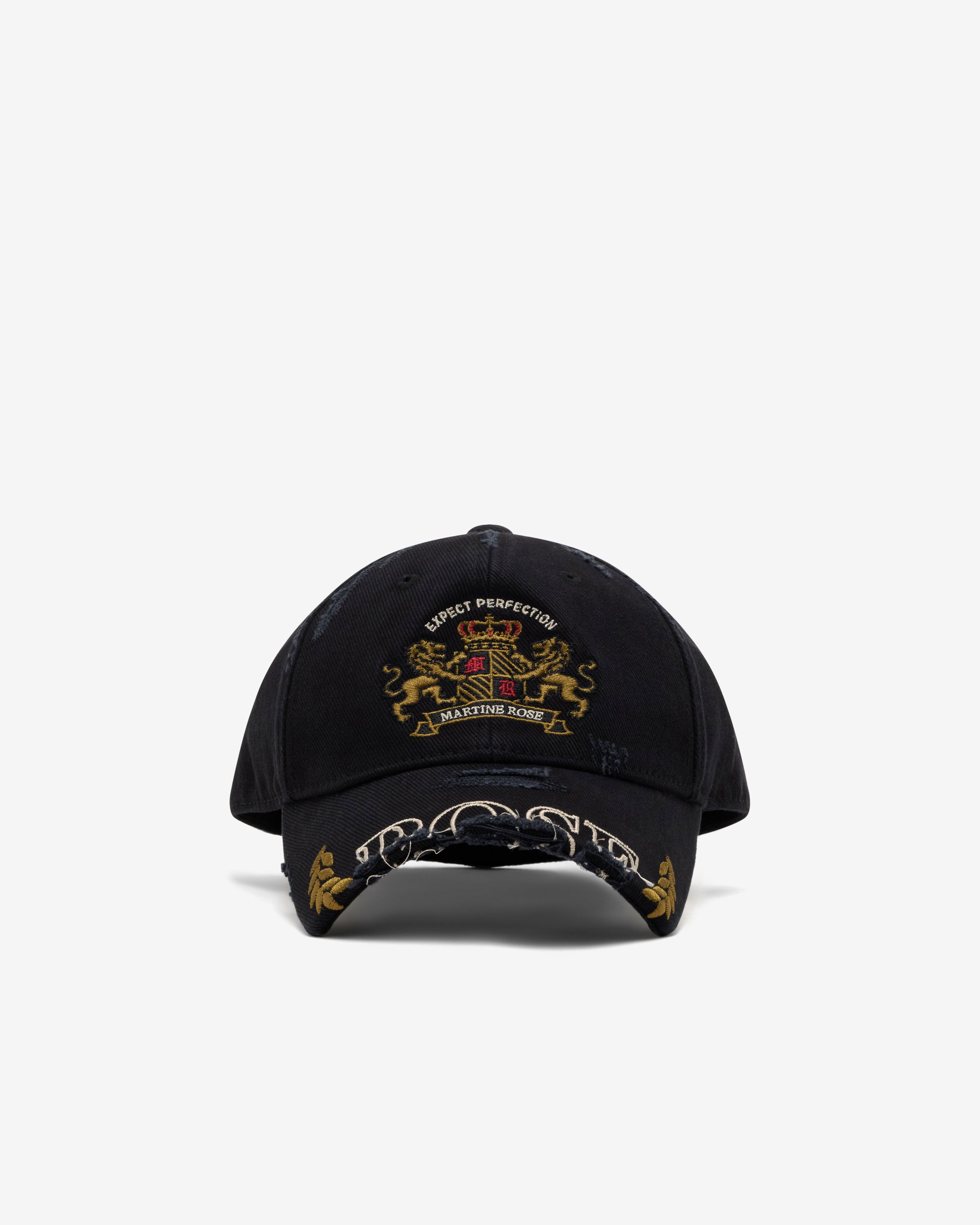 Martine Rose - Men's Cut Peak Cap - (Black Wash) by MARTINE ROSE
