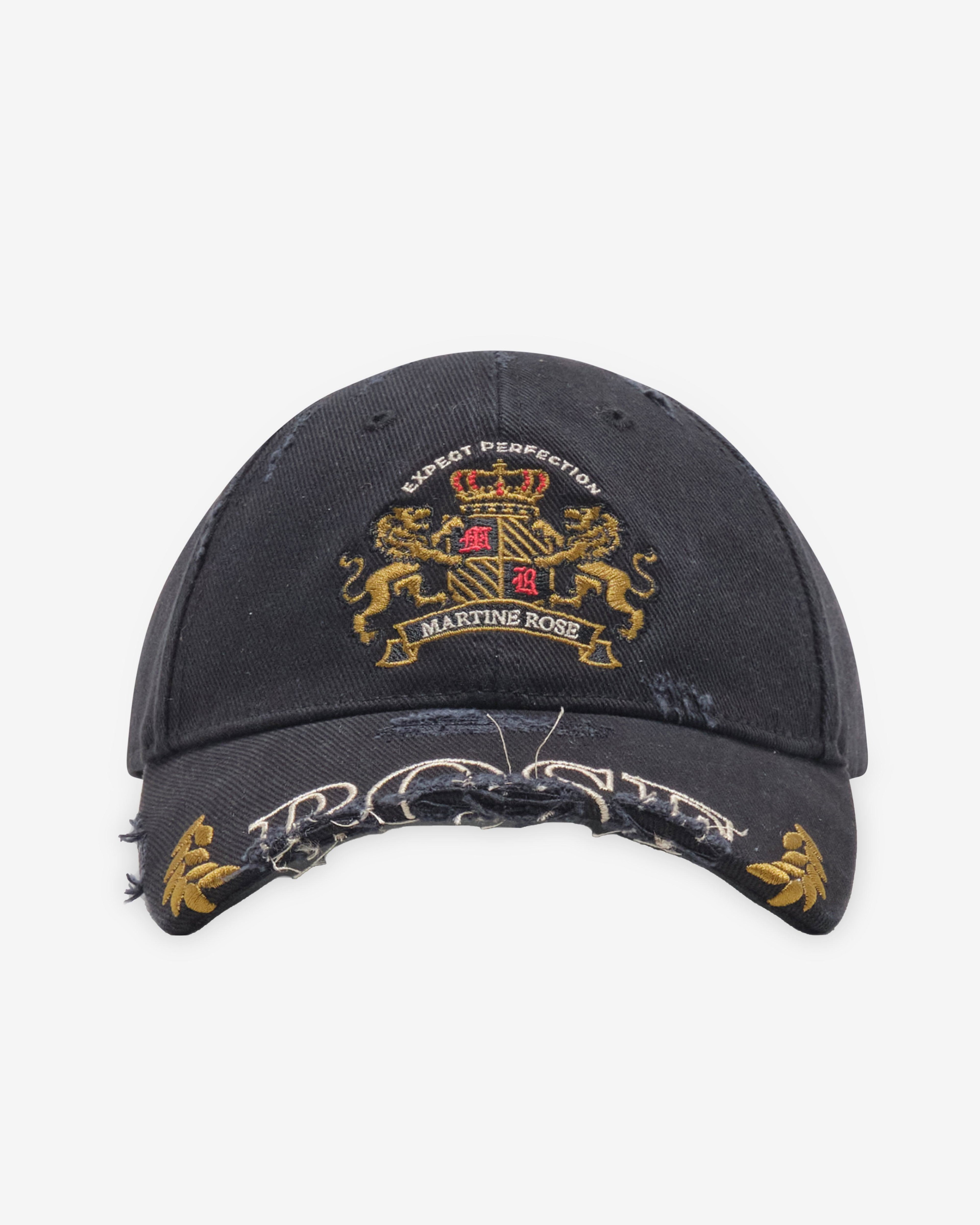 Martine Rose - Men's Cut Peak Cap - (Black Wash) by MARTINE ROSE
