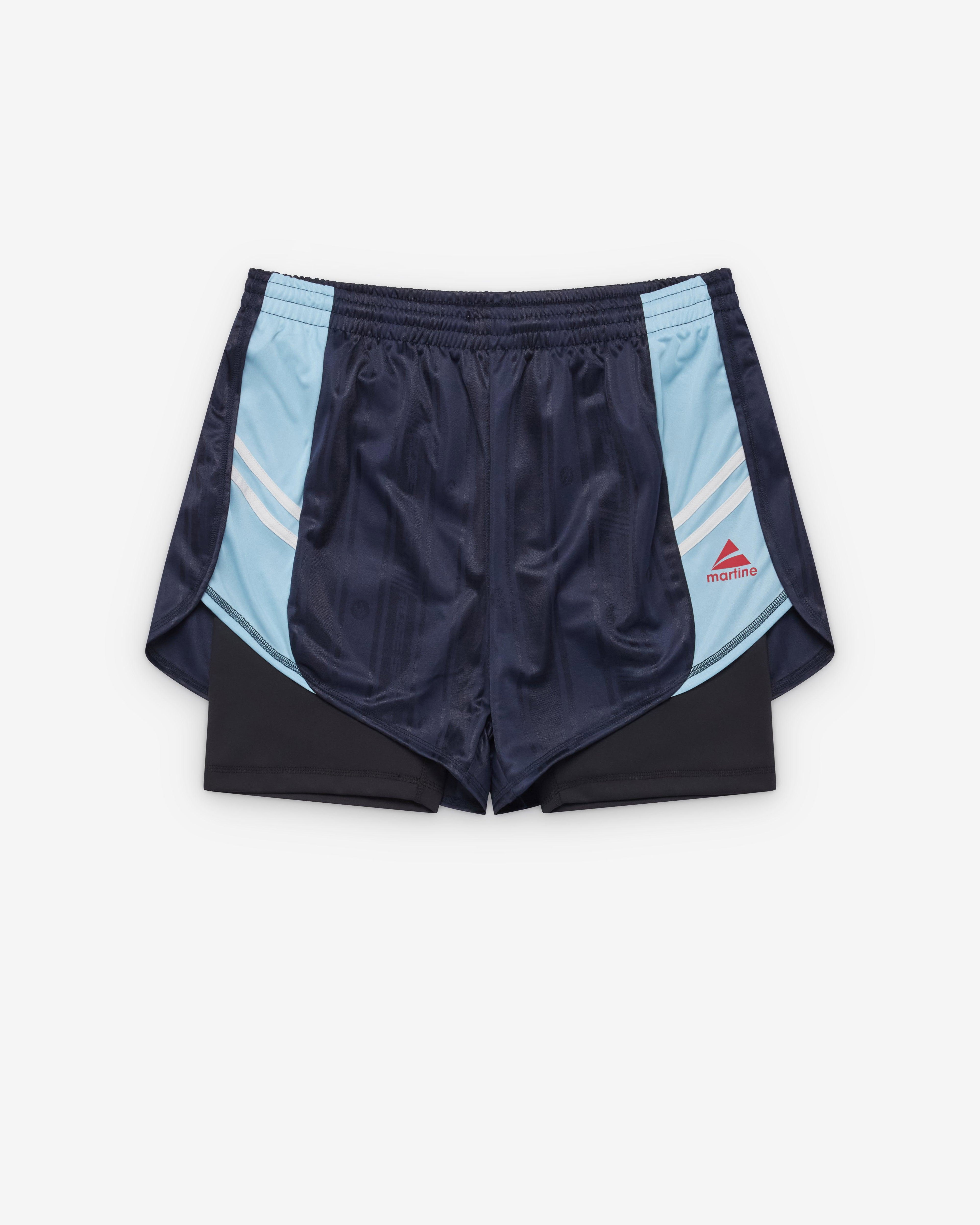 Martine Rose - Men's Double Football Short - (Blue/Navy) by MARTINE ROSE