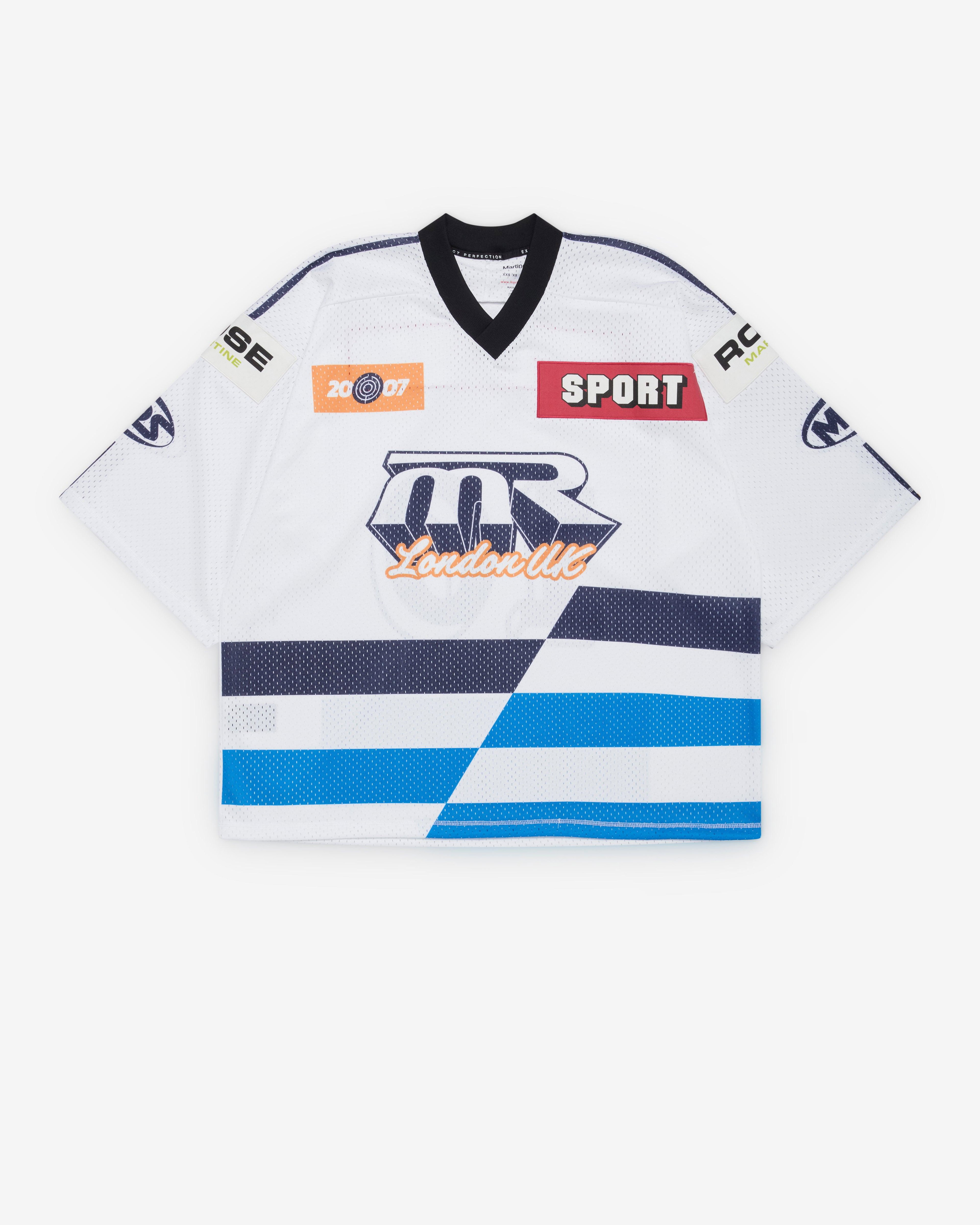 Martine Rose - Men's Oversized Hockey Jersey - (White/Blue) by MARTINE ROSE