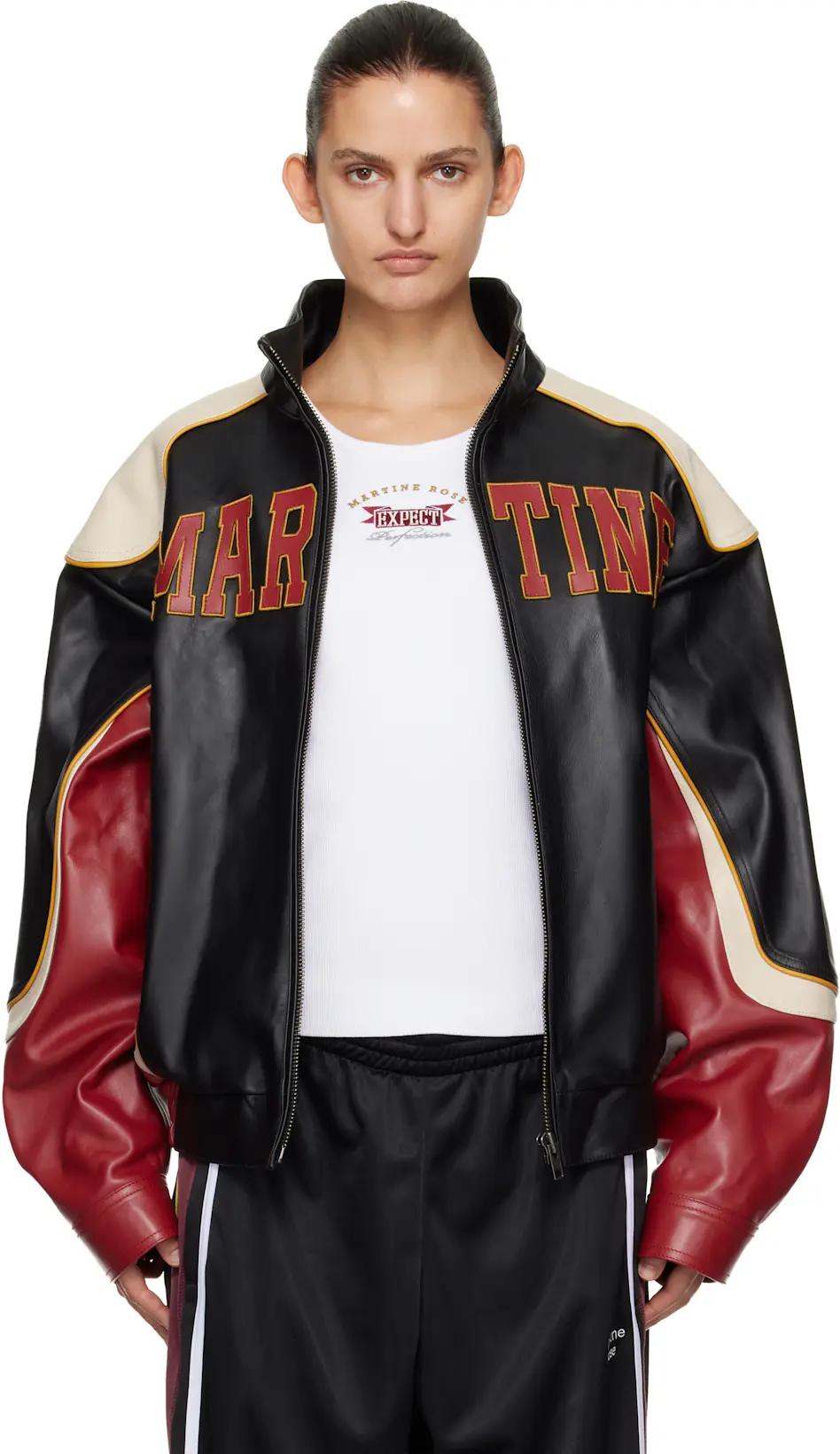 Red & Black Superbowl Leather Jacket by MARTINE ROSE