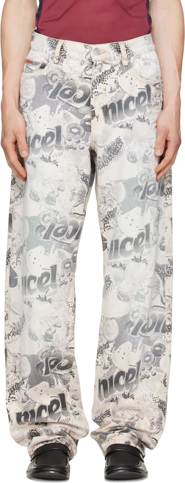 White & Black 5 Pocket Relaxed Fit Jeans by MARTINE ROSE
