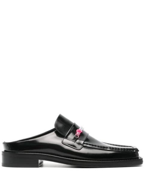 bead chain leather loafers by MARTINE ROSE