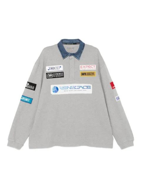 denim-collar logo-patch polo shirt by MARTINE ROSE