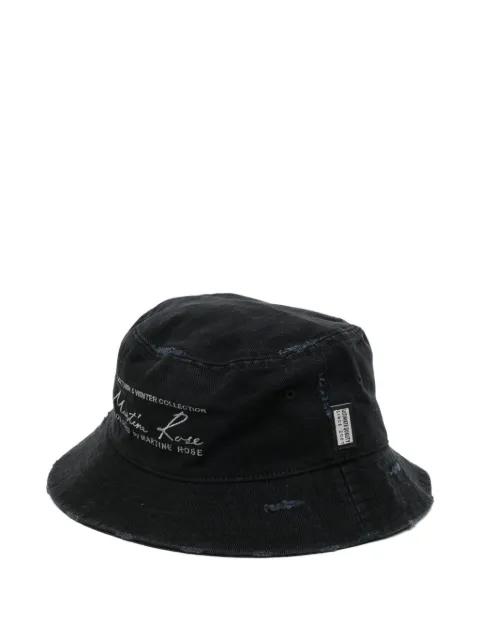 distressed embroidered bucket hat by MARTINE ROSE
