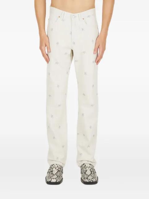 floral-embroidered jeans by MARTINE ROSE
