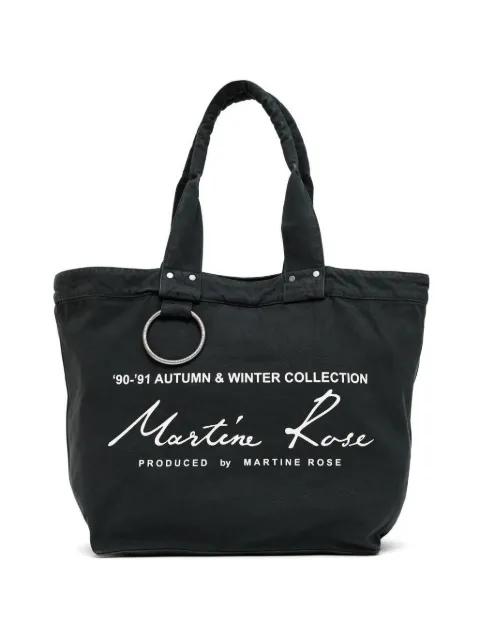 logo-print ring-detail tote bag by MARTINE ROSE