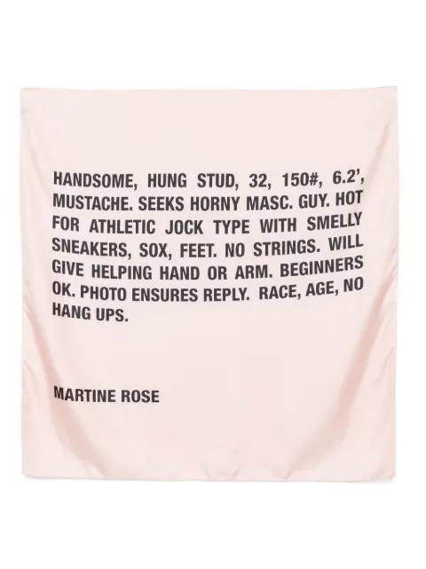 text-print silk scarf by MARTINE ROSE