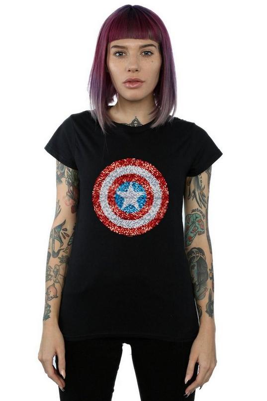 Captain America Pixelated Shield Cotton T-Shirt by MARVEL