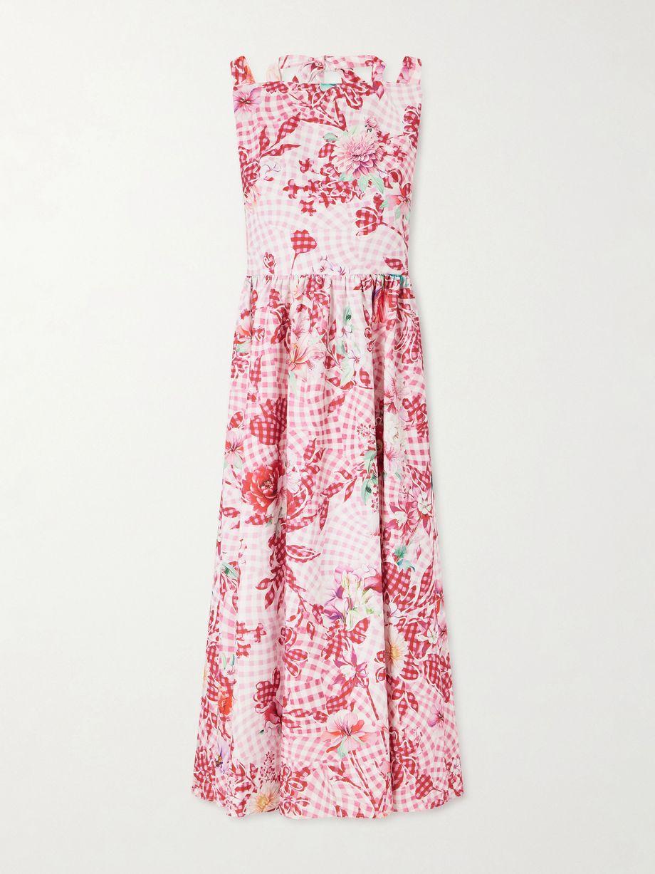 Alma checked floral-print midi dress by MARY KATRANTZOU
