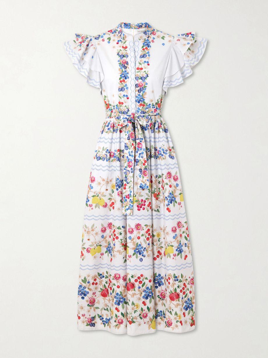 Belted floral-print cotton-blend midi dress by MARY KATRANTZOU