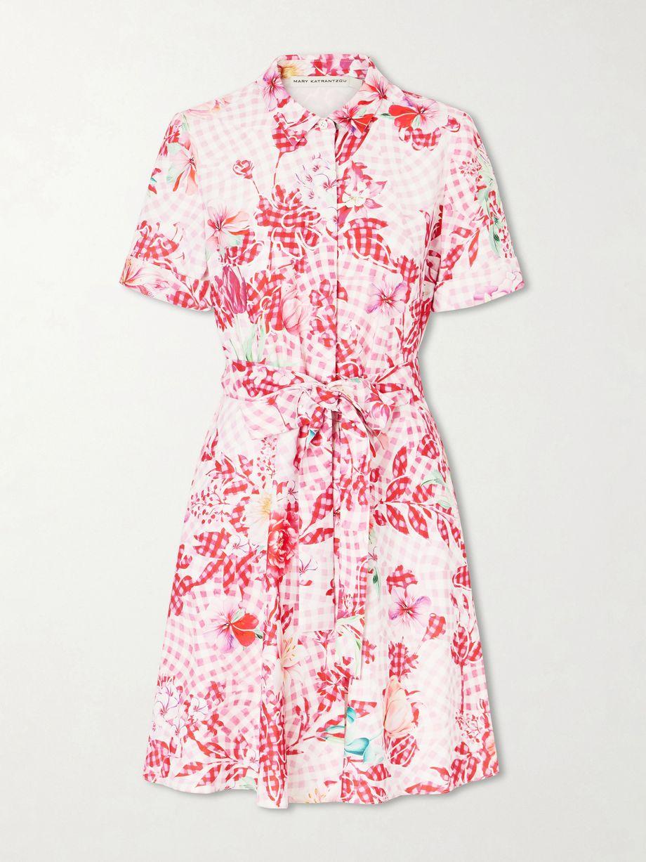 Chima floral-print tie-detailed woven midi dress by MARY KATRANTZOU