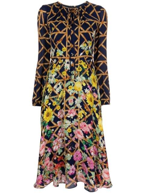 Garland lattice-print georgette dress by MARY KATRANTZOU