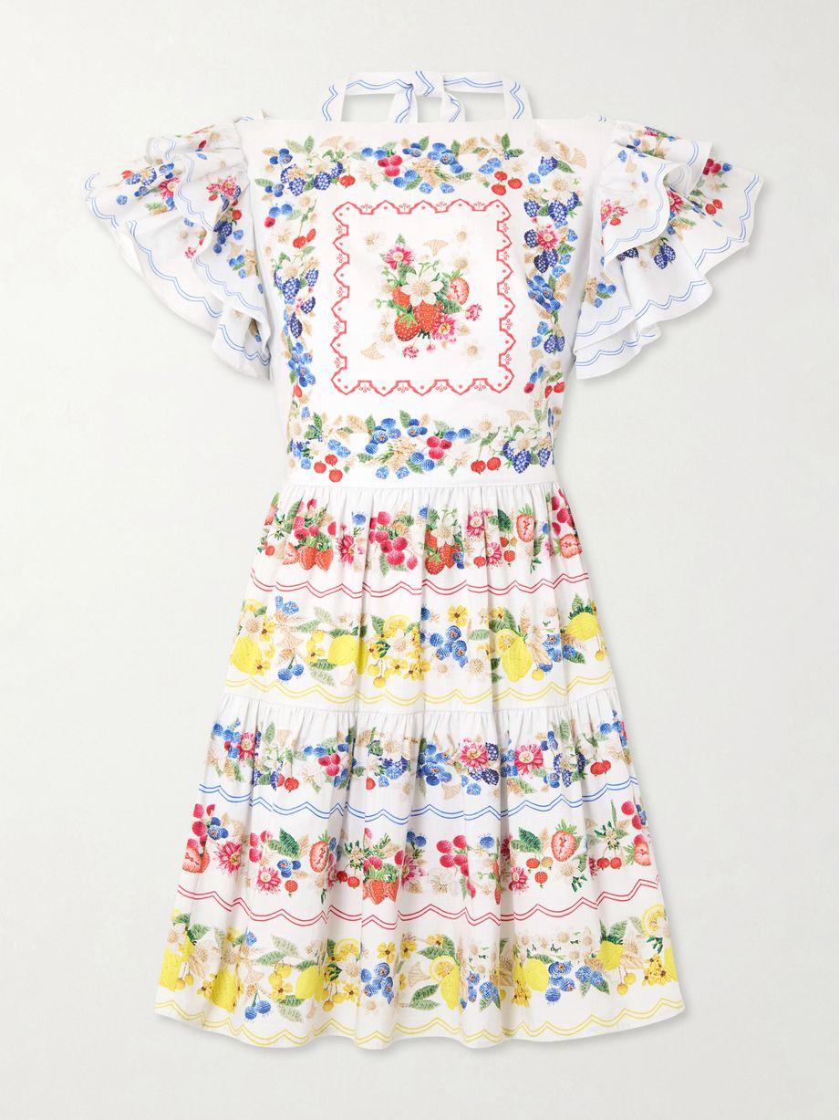 Margarita ruffled floral-print cotton-poplin mini dress by MARY KATRANTZOU