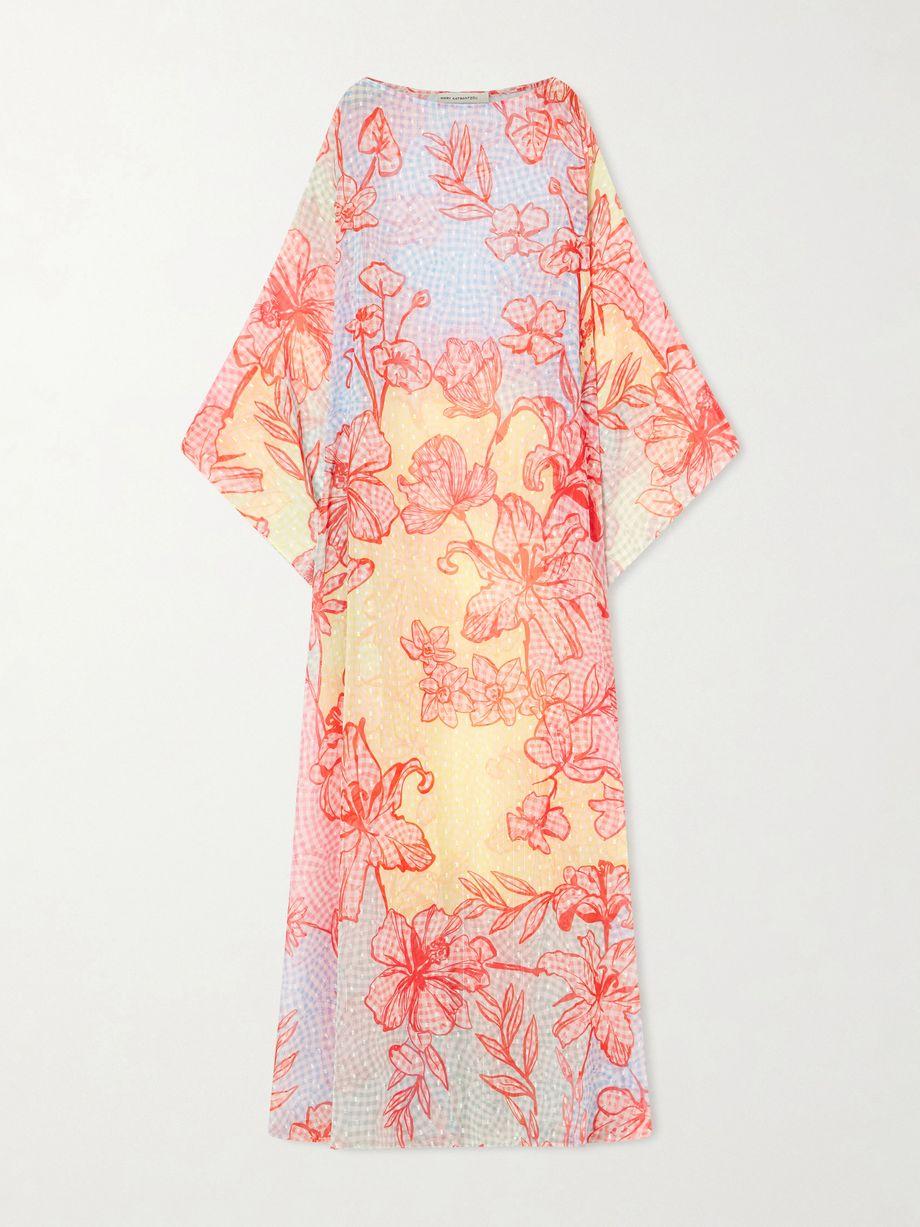 Printed fil coupé organza kaftan by MARY KATRANTZOU