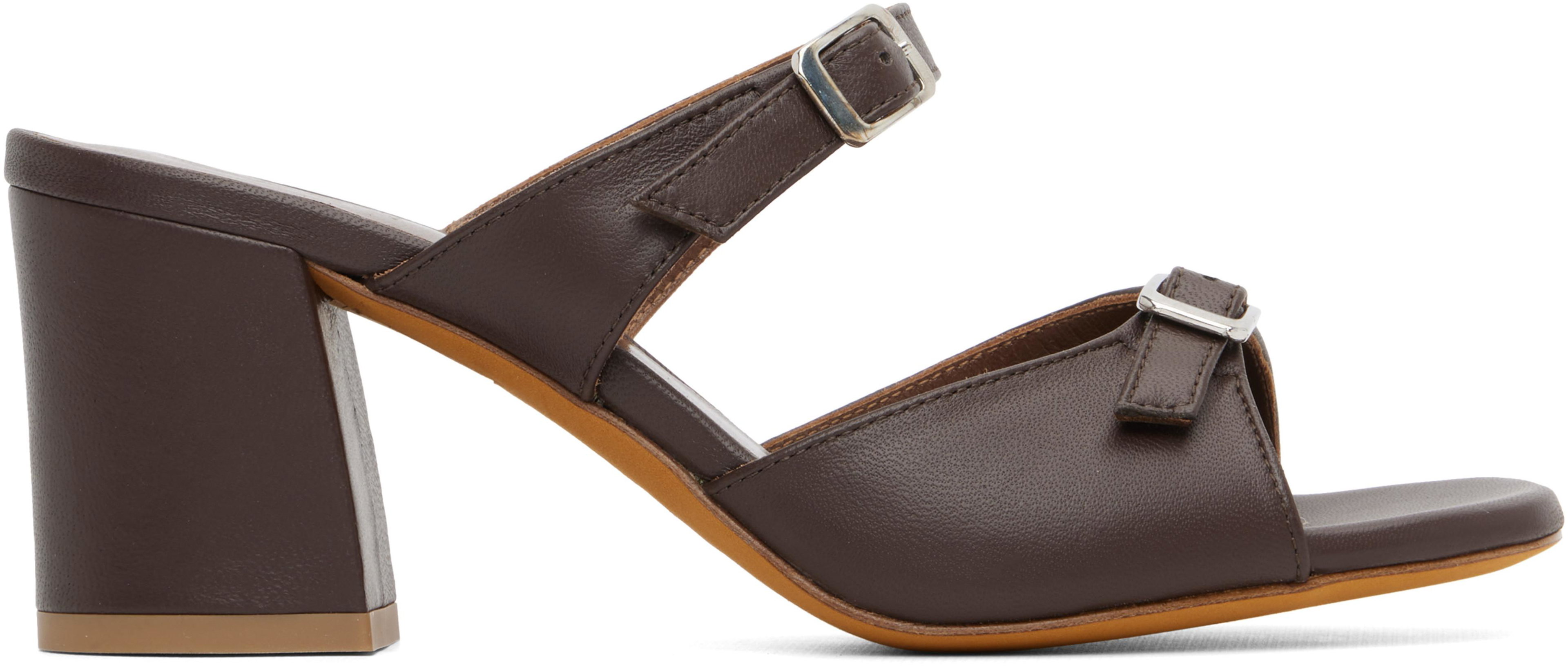 Brown Una Heeled Sandals by MARYAM NASSIR ZADEH