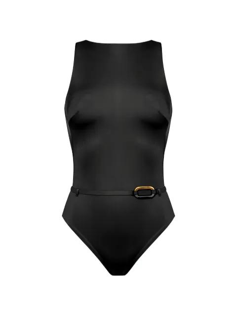 belted sleeveless swimsuit by MARYAN MEHLHORN