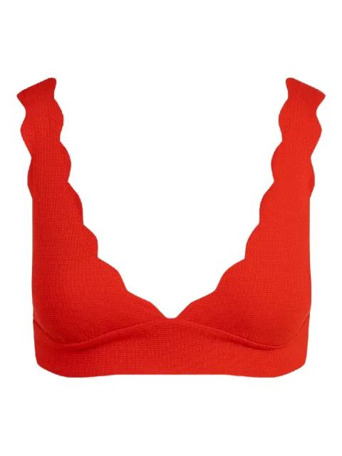 Santa Clara scallop-edge bikini top by MARYSIA