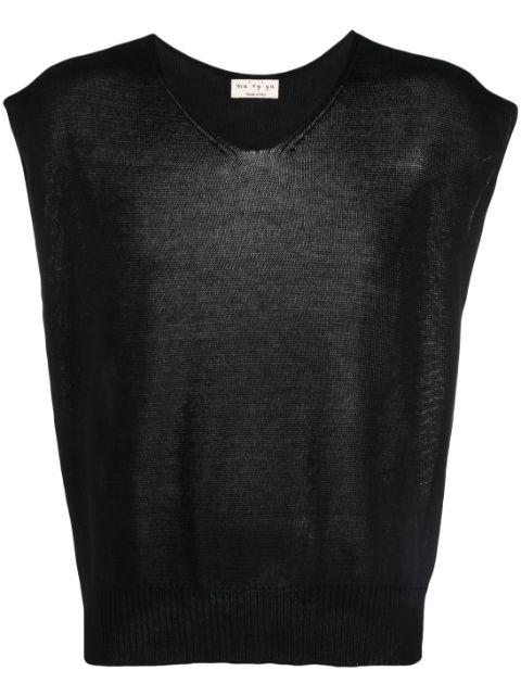 scoop-neck sleeveless knitted top by MA'RY'YA scoop-neck sleeveless knitted top by MA'RY'YA