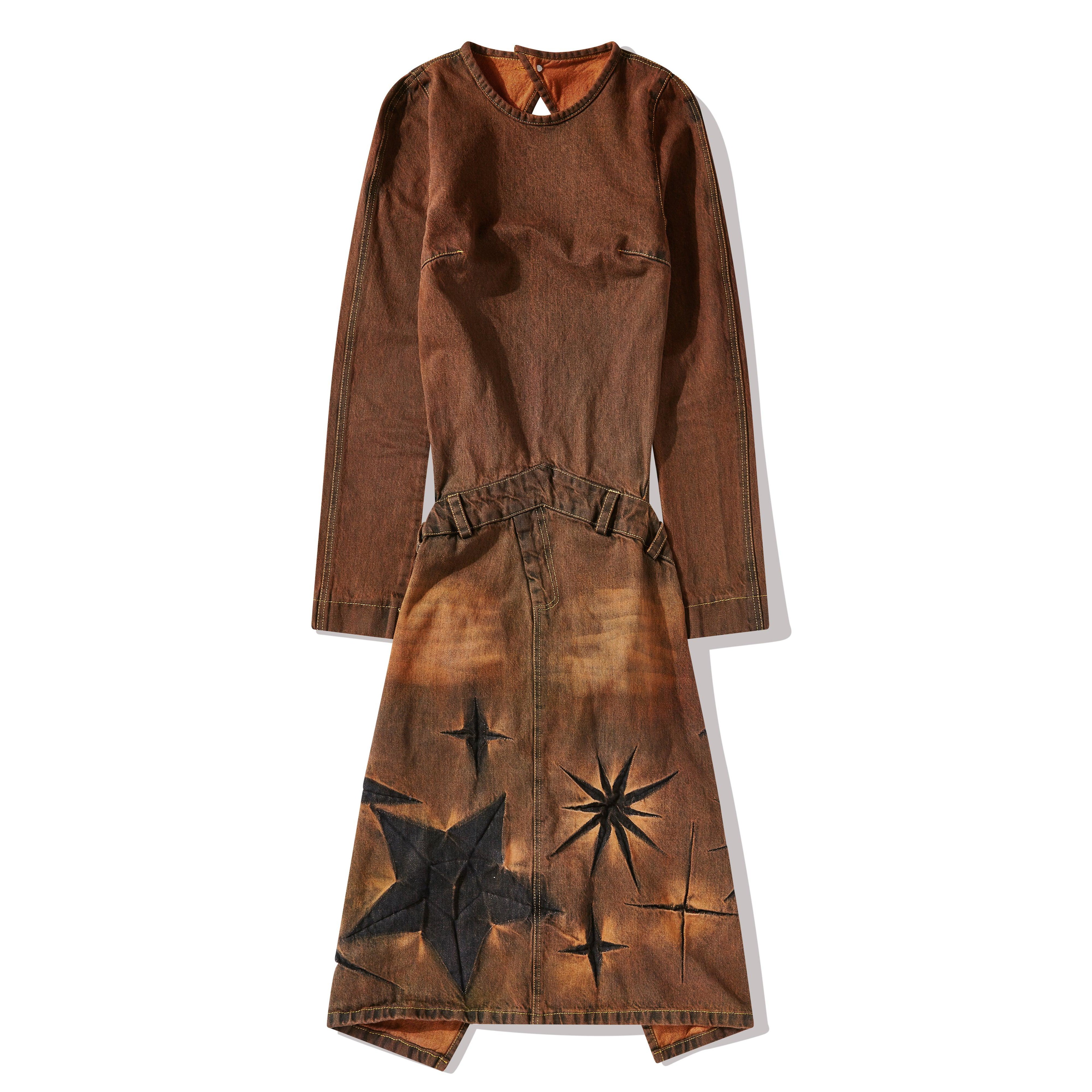 Masha Popova - Women’s Backless Denim Dress - (Mud Brown) by MASHA POPOVA