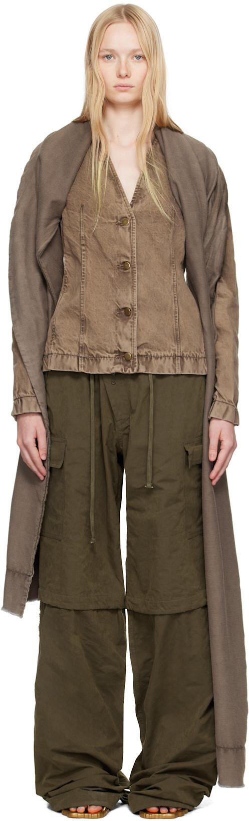 SSENSE Exclusive Brown Asymmetric Scarf Denim Jacket by MASHA POPOVA