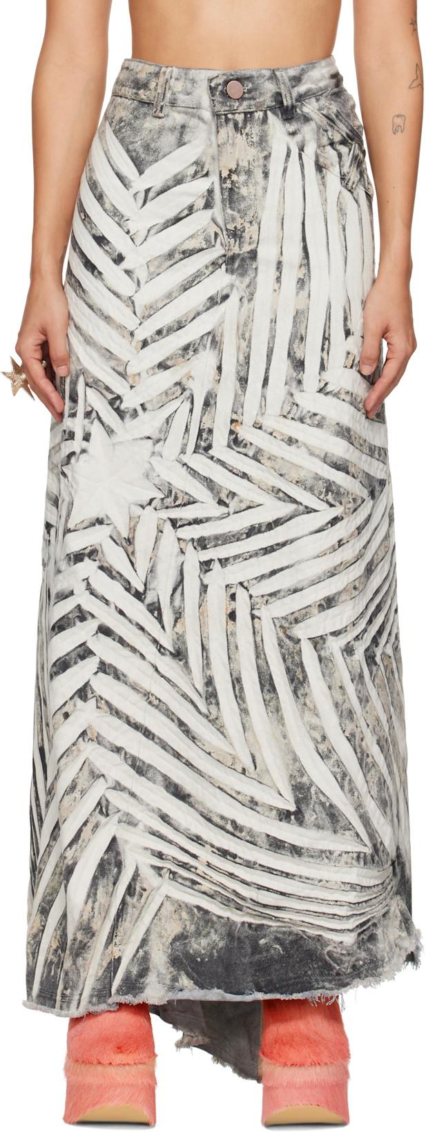 SSENSE Exclusive White & Black Denim Maxi Skirt by MASHA POPOVA