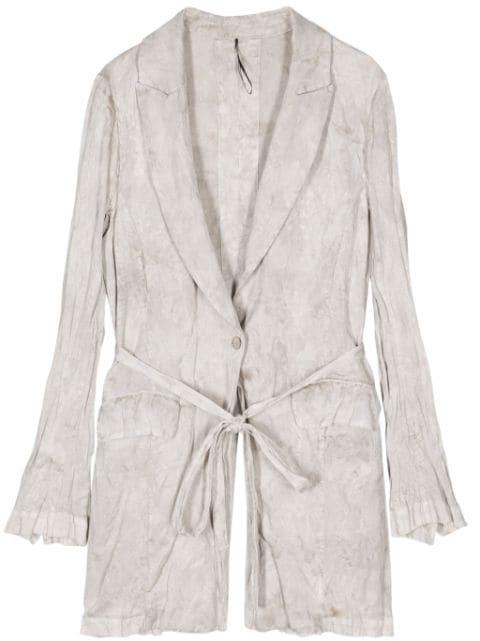 belted distressed coat by MASNADA