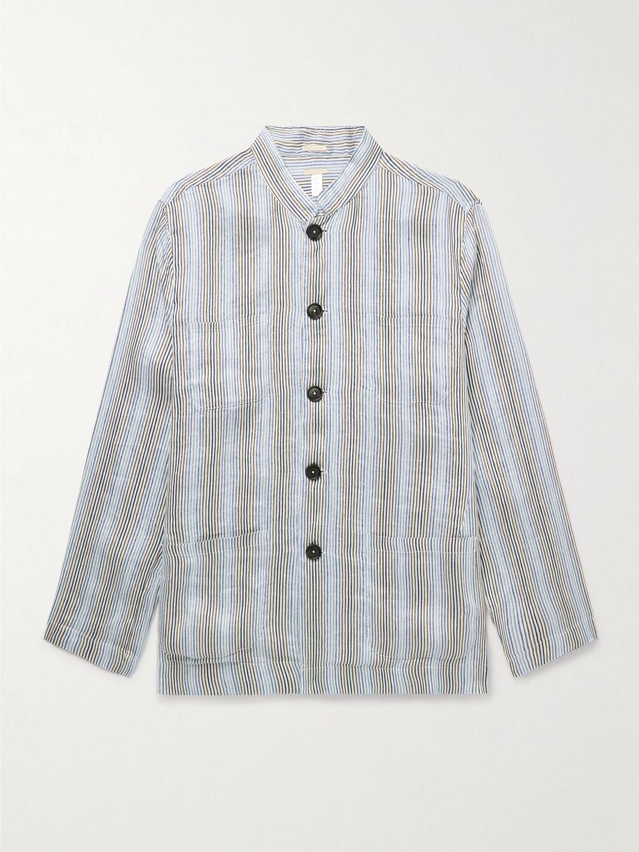 Cina2 Grandad-Collar Striped Linen and Silk-Blend Overshirt by MASSIMO ALBA